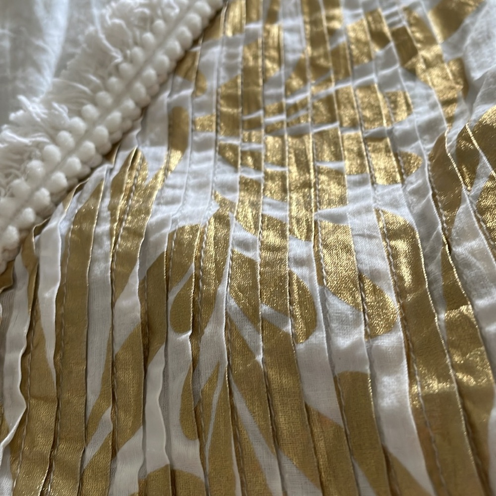 Jude Connally smock Larissa dress gold white size L palm beach cruise party - Picture 13 of 15